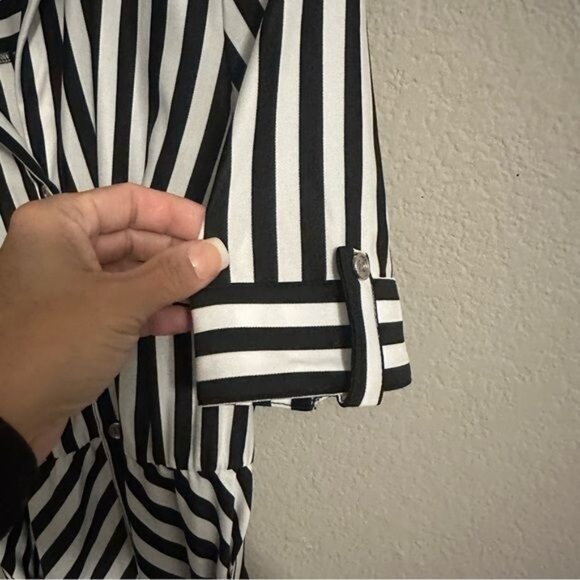 Cato White & Black Stripe Shirtdress Belted Dress Size Small - Picture 6 of 10